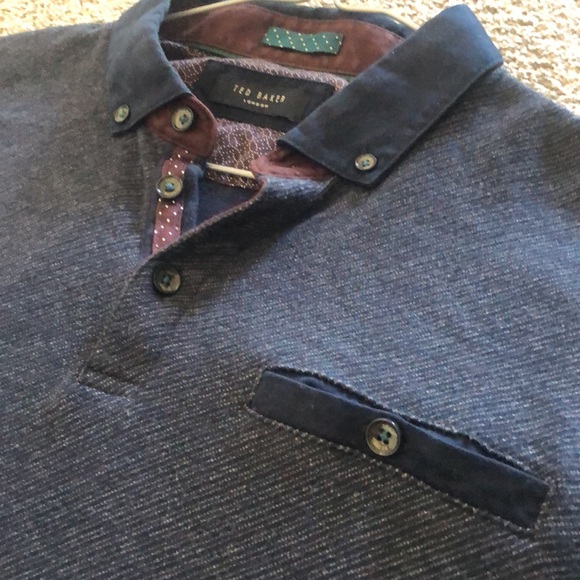 MENS Ted Baker LS blue polo shirt. - Picture 4 of 4